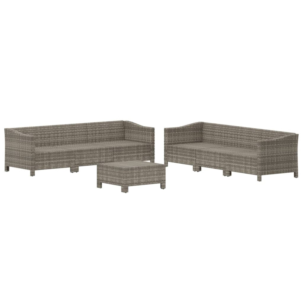 7-delige Loungeset met kussens poly rattan grijs MeubelReus