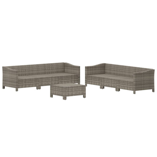 7-delige Loungeset met kussens poly rattan grijs MeubelReus