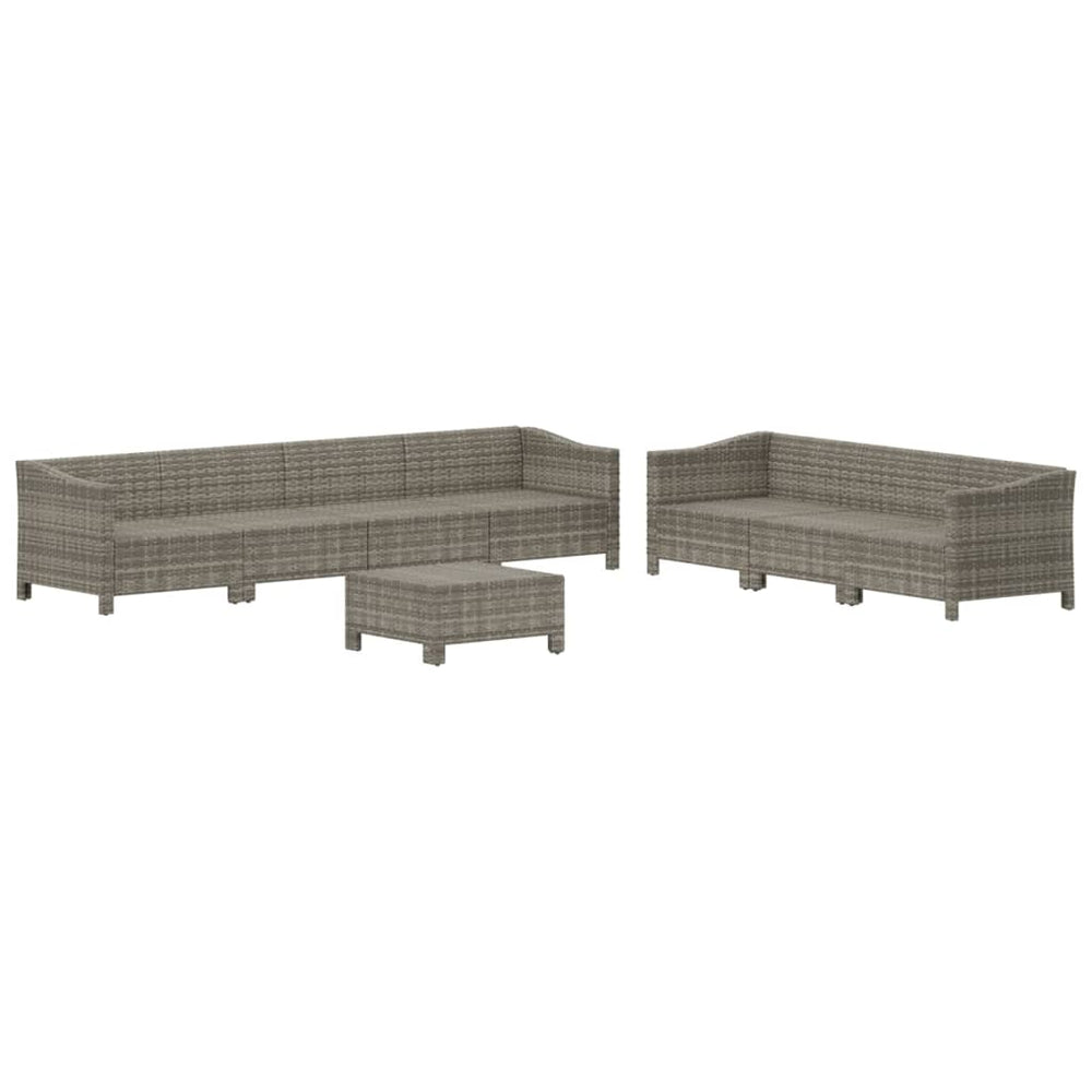 8-delige Loungeset met kussens poly rattan grijs MeubelReus