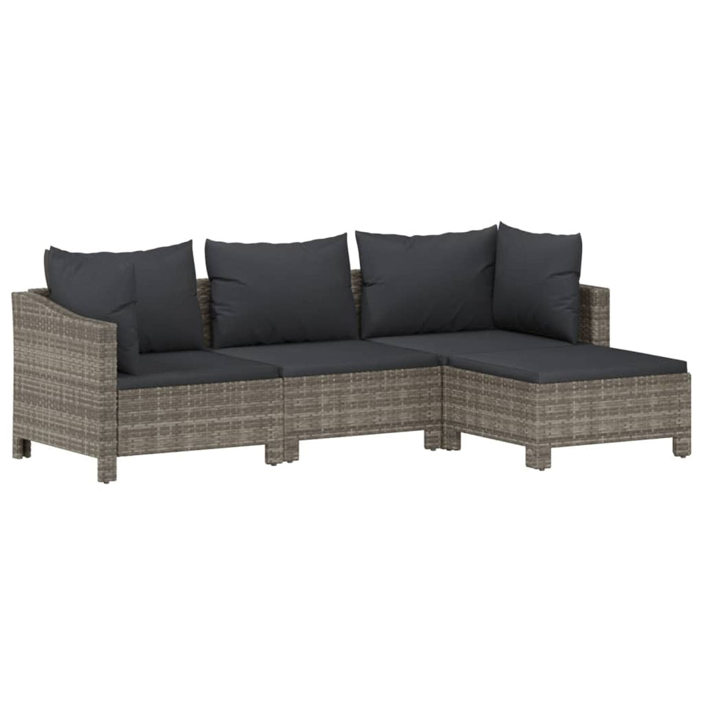 8-delige Loungeset met kussens poly rattan grijs MeubelReus