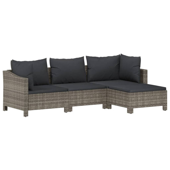 8-delige Loungeset met kussens poly rattan grijs MeubelReus