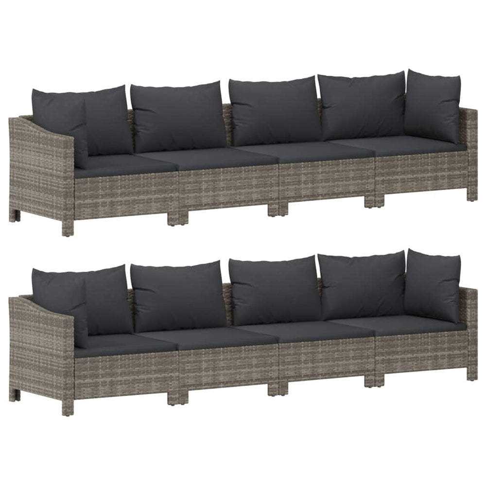 9-delige Loungeset met kussens poly rattan grijs MeubelReus