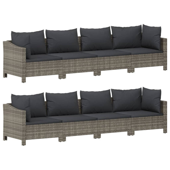9-delige Loungeset met kussens poly rattan grijs MeubelReus