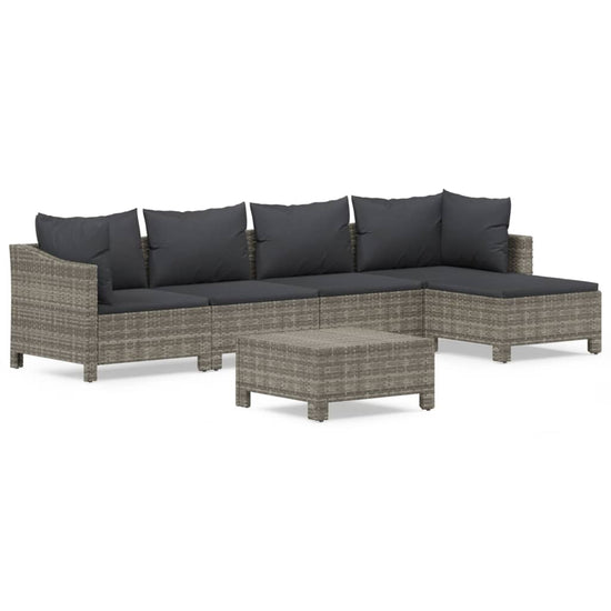 6-delige Loungeset met kussens poly rattan grijs MeubelReus