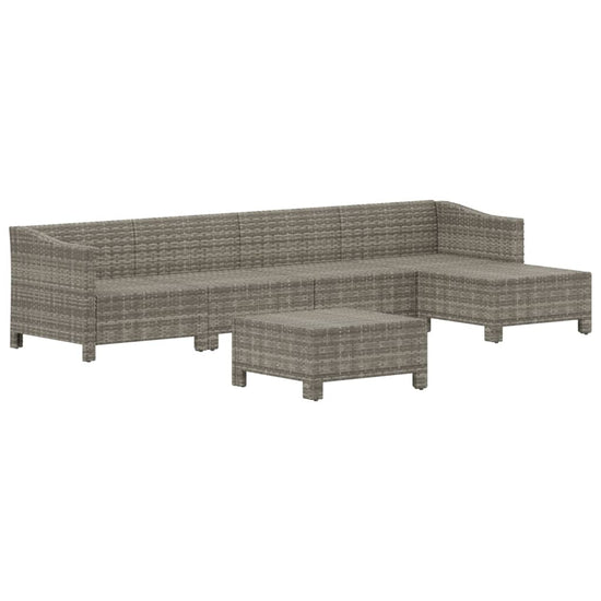 6-delige Loungeset met kussens poly rattan grijs MeubelReus