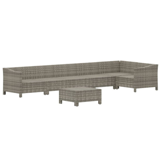 7-delige Loungeset met kussens poly rattan grijs MeubelReus