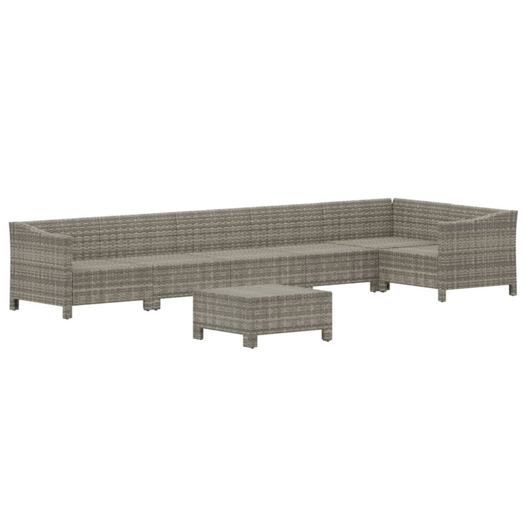 7-delige Loungeset met kussens poly rattan grijs MeubelReus