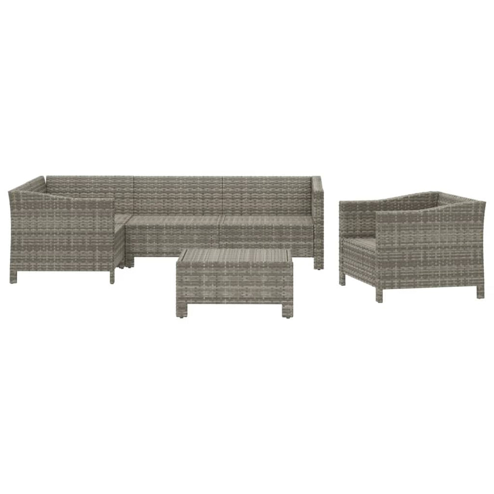 6-delige Loungeset met kussens poly rattan grijs MeubelReus