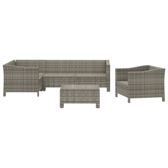 6-delige Loungeset met kussens poly rattan grijs MeubelReus