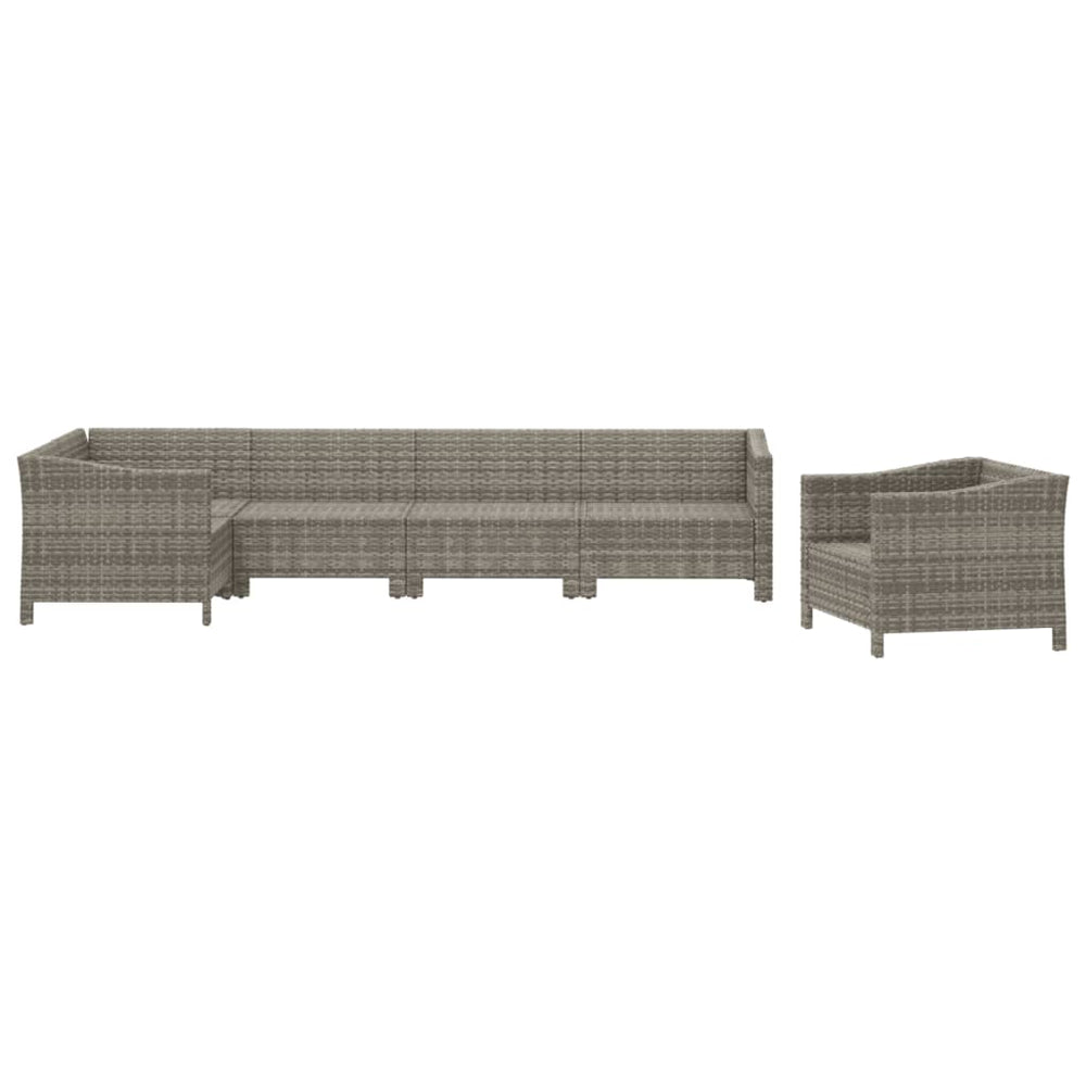 6-delige Loungeset met kussens poly rattan grijs MeubelReus