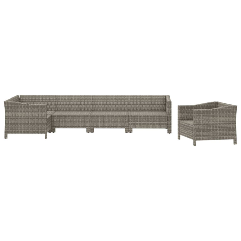 6-delige Loungeset met kussens poly rattan grijs MeubelReus