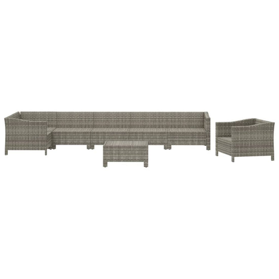 8-delige Loungeset met kussens poly rattan grijs MeubelReus