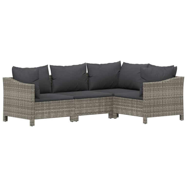 8-delige Loungeset met kussens poly rattan grijs MeubelReus