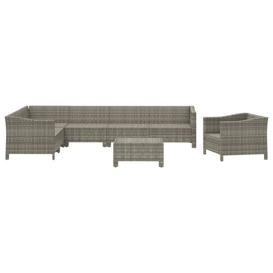 8-delige Loungeset met kussens poly rattan grijs MeubelReus