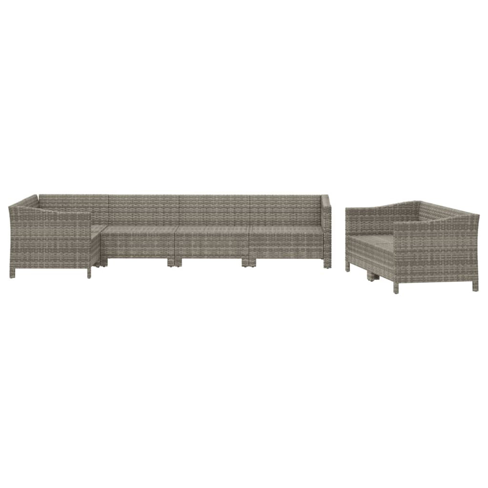 7-delige Loungeset met kussens poly rattan grijs MeubelReus
