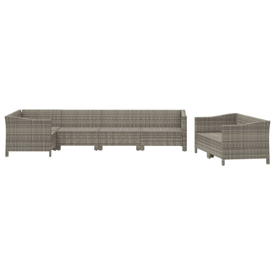 7-delige Loungeset met kussens poly rattan grijs MeubelReus