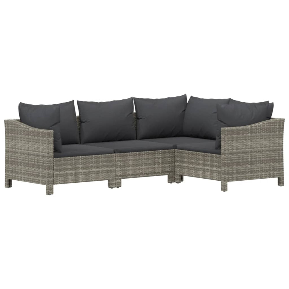 7-delige Loungeset met kussens poly rattan grijs MeubelReus