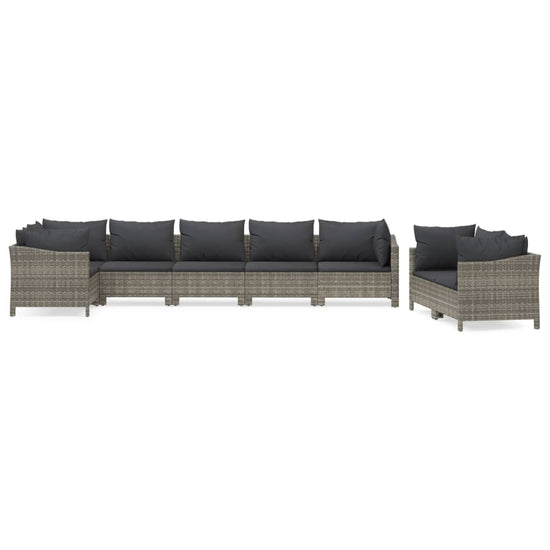 8-delige Loungeset met kussens poly rattan grijs MeubelReus