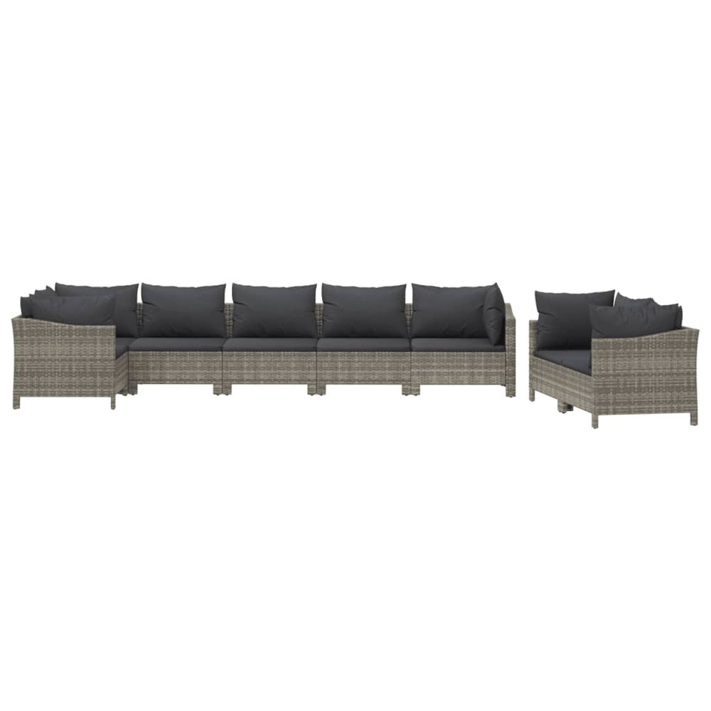 8-delige Loungeset met kussens poly rattan grijs MeubelReus