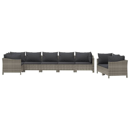 8-delige Loungeset met kussens poly rattan grijs MeubelReus