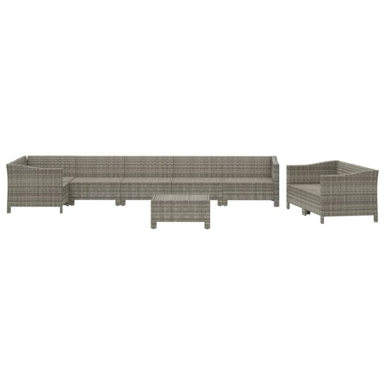 9-delige Loungeset met kussens poly rattan grijs MeubelReus