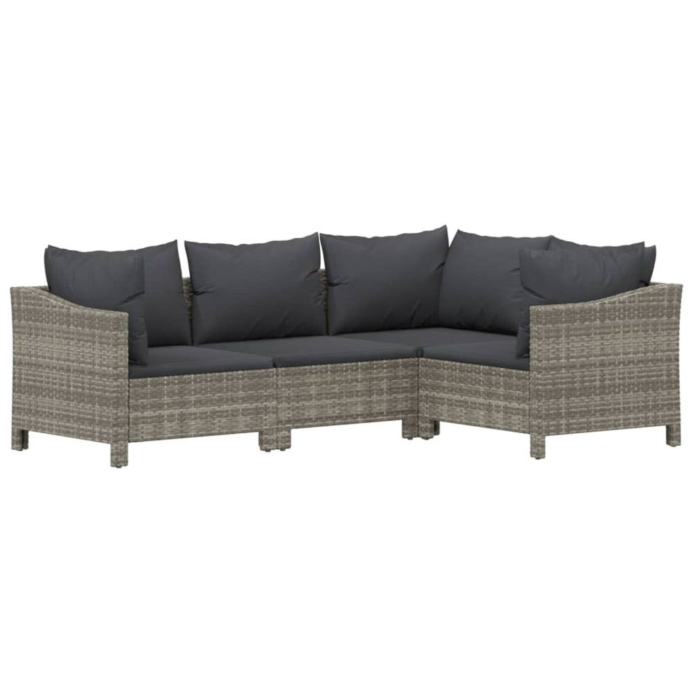 9-delige Loungeset met kussens poly rattan grijs MeubelReus