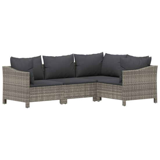 9-delige Loungeset met kussens poly rattan grijs MeubelReus