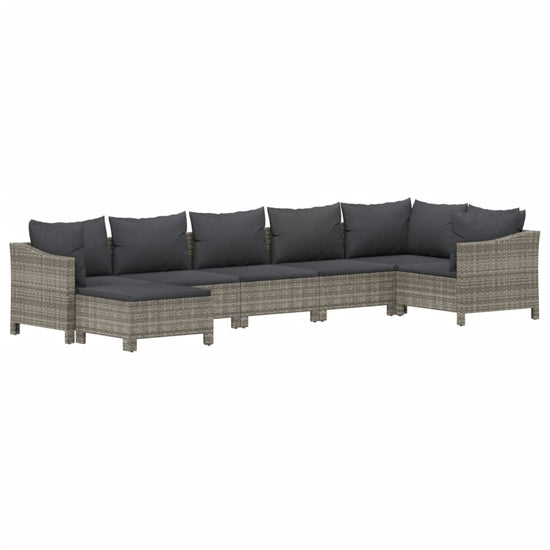 7-delige Loungeset met kussens poly rattan grijs MeubelReus