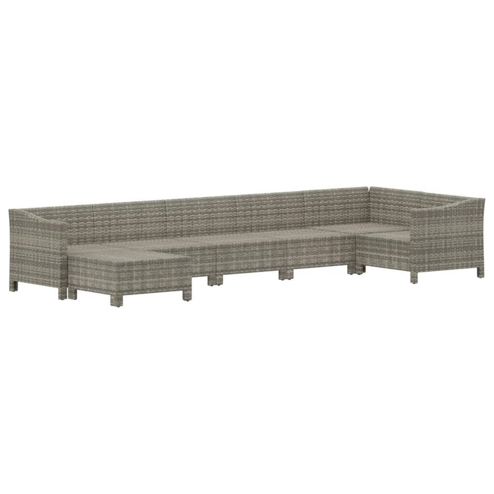 7-delige Loungeset met kussens poly rattan grijs MeubelReus