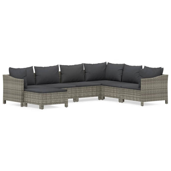 7-delige Loungeset met kussens poly rattan grijs MeubelReus