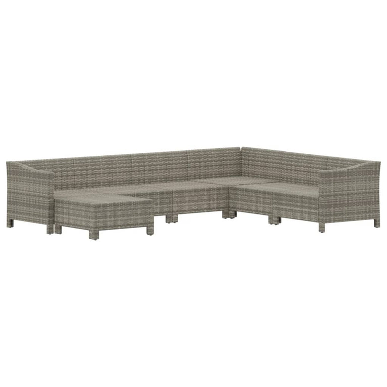 7-delige Loungeset met kussens poly rattan grijs MeubelReus