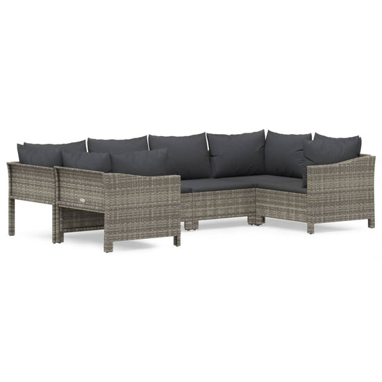 6-delige Loungeset met kussens poly rattan grijs MeubelReus