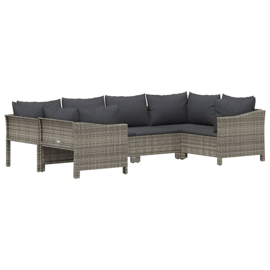 6-delige Loungeset met kussens poly rattan grijs MeubelReus