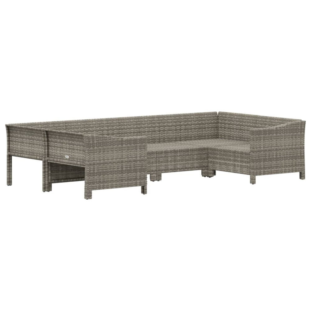 6-delige Loungeset met kussens poly rattan grijs MeubelReus
