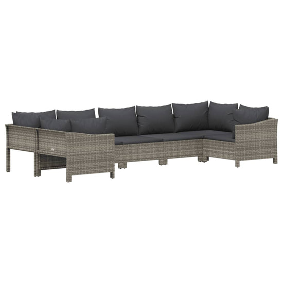 7-delige Loungeset met kussens poly rattan grijs MeubelReus
