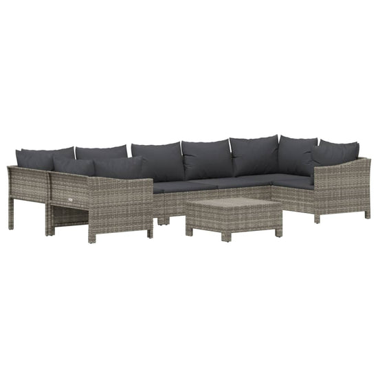 8-delige Loungeset met kussens poly rattan grijs MeubelReus