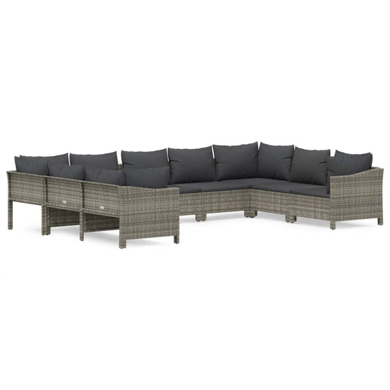 9-delige Loungeset met kussens poly rattan grijs MeubelReus