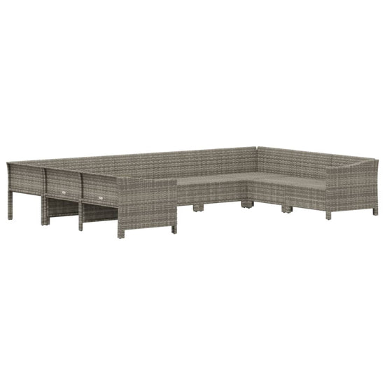 9-delige Loungeset met kussens poly rattan grijs MeubelReus