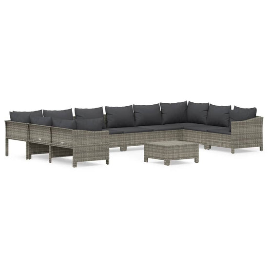 11-delige Loungeset met kussens poly rattan grijs MeubelReus
