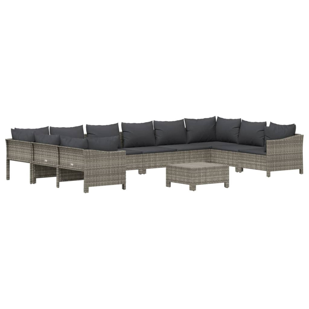 11-delige Loungeset met kussens poly rattan grijs MeubelReus