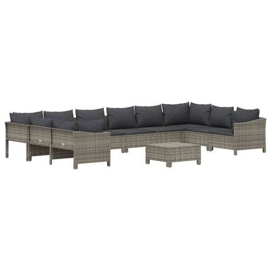 11-delige Loungeset met kussens poly rattan grijs MeubelReus