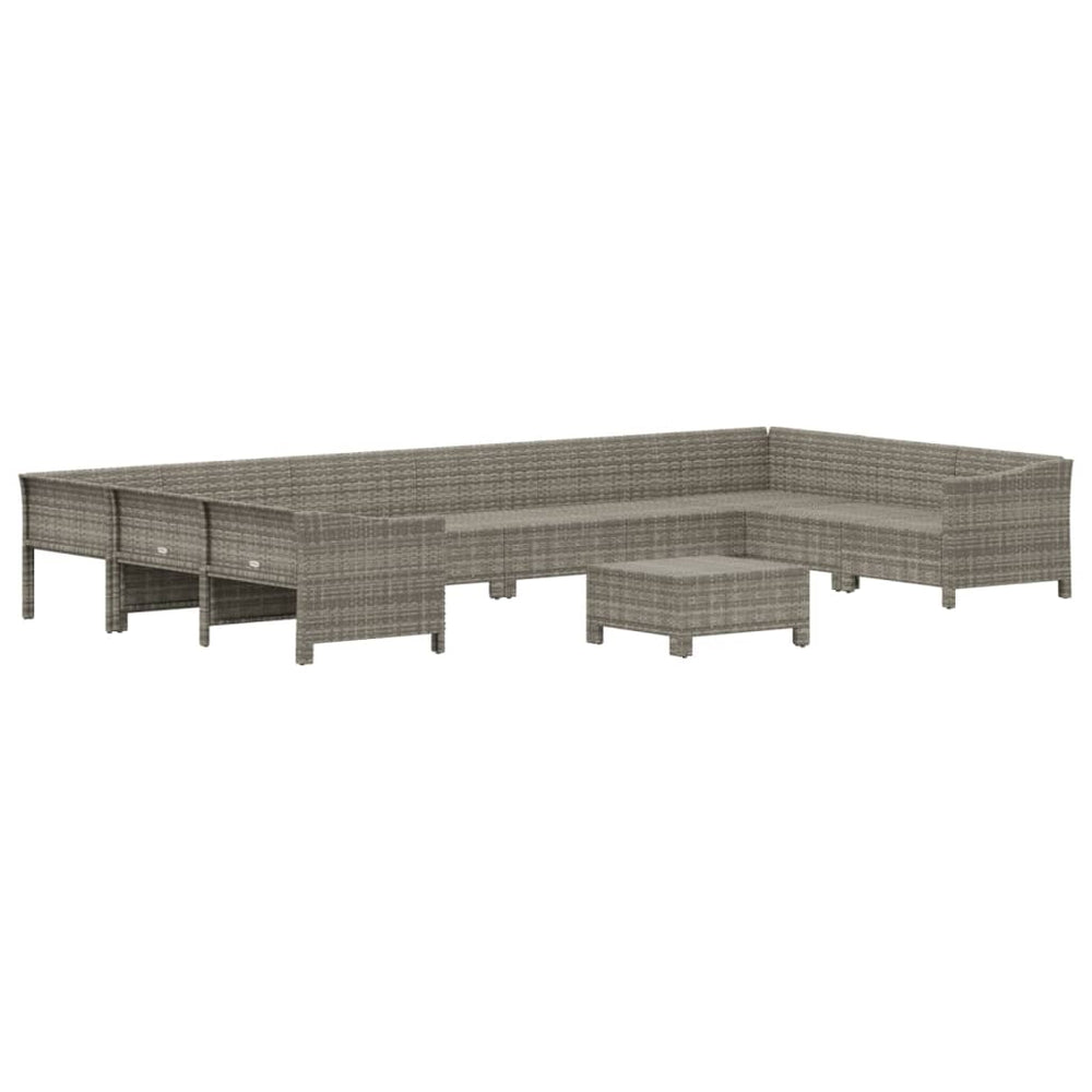 11-delige Loungeset met kussens poly rattan grijs MeubelReus