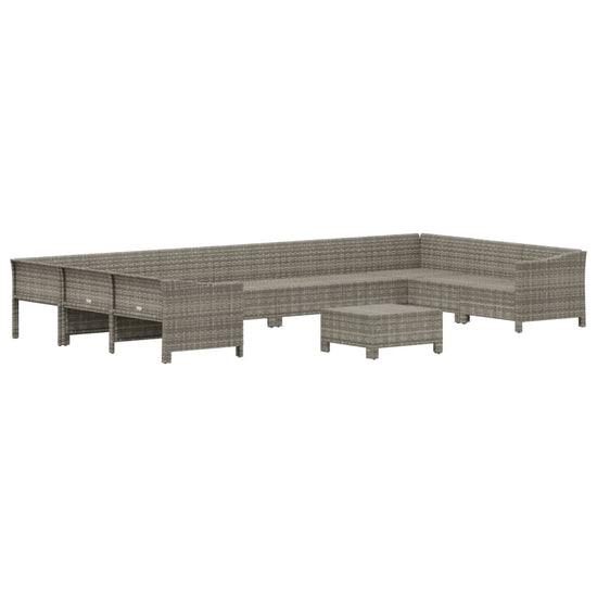 11-delige Loungeset met kussens poly rattan grijs MeubelReus