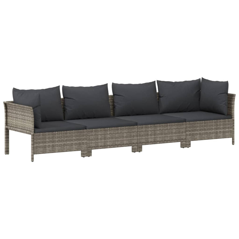 11-delige Loungeset met kussens poly rattan grijs MeubelReus