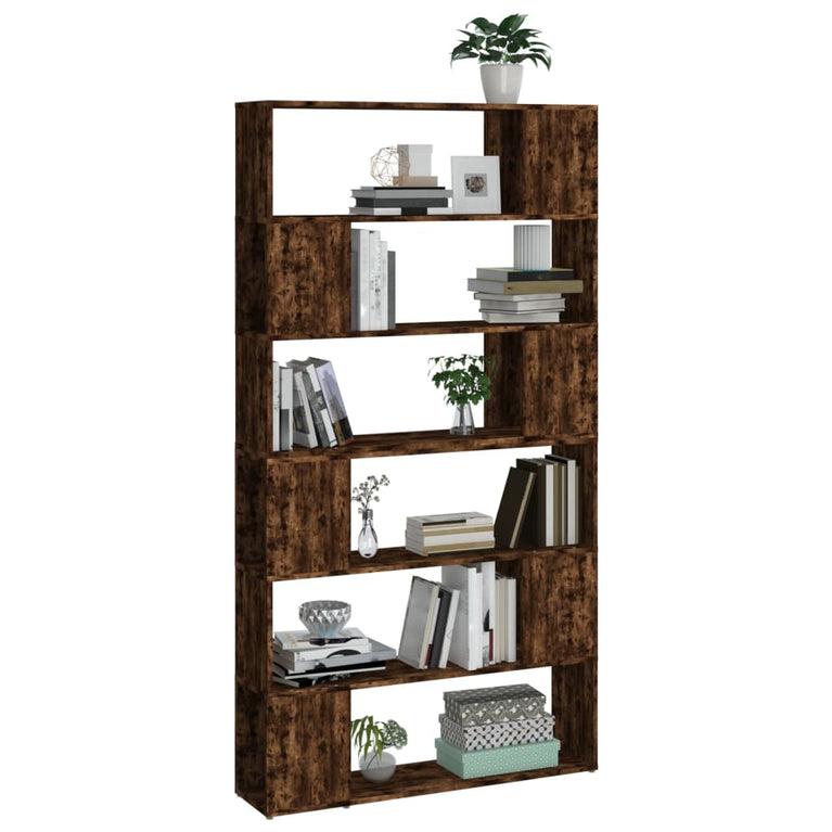 Boekenkast/kamerscherm 100x24x188 cm gerookt eikenkleurig