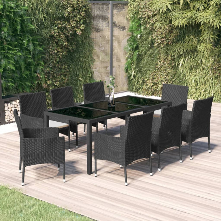 9-delige Tuinset poly rattan zwart MeubelReus