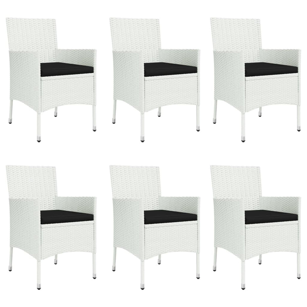 7-delige Tuinset met kussens poly rattan wit MeubelReus