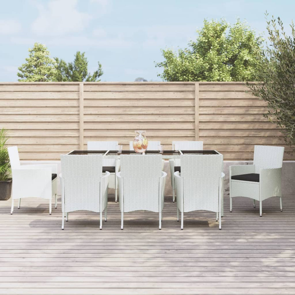 9-delige Tuinset met kussens poly rattan wit MeubelReus