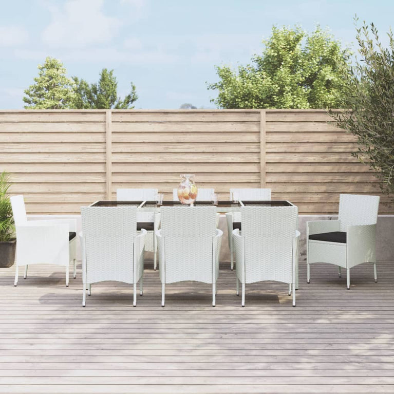 9-delige Tuinset met kussens poly rattan wit MeubelReus