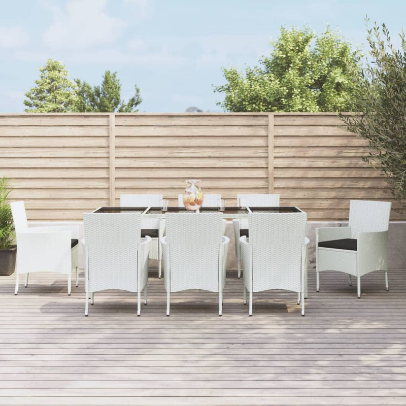 9-delige Tuinset met kussens poly rattan wit MeubelReus